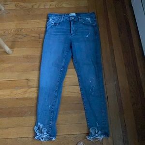 AGolde skinny frayed bottom jeans